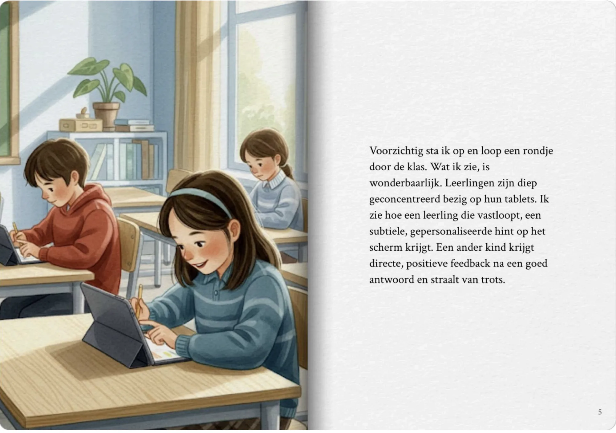 UX vision story: page showing students engaged in independent learning on tablets